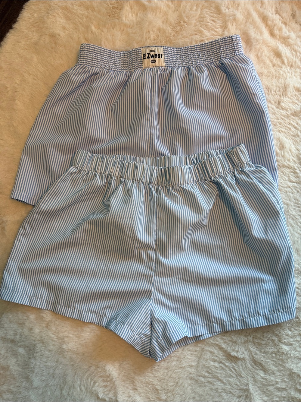 Set of 2 Light Blue Pinstripe Women’s Shorts